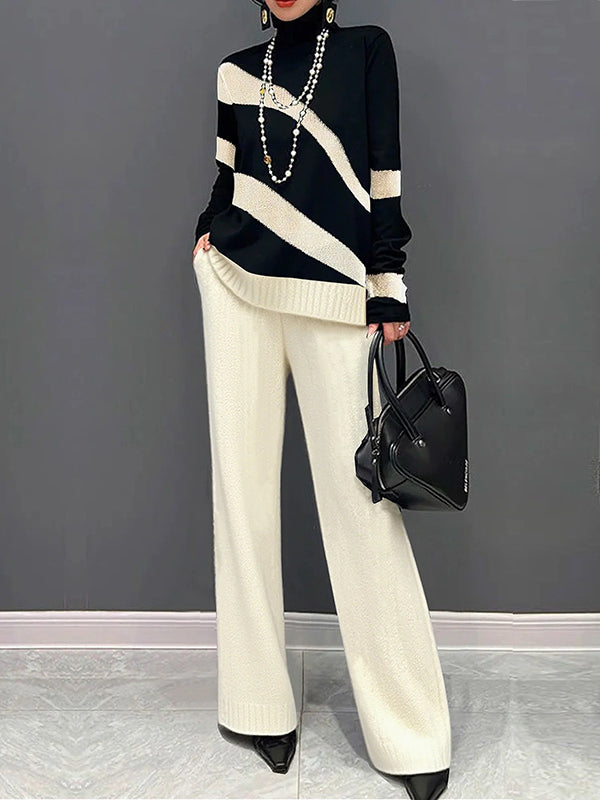 High Waisted Loose Solid Color Pants Trousers