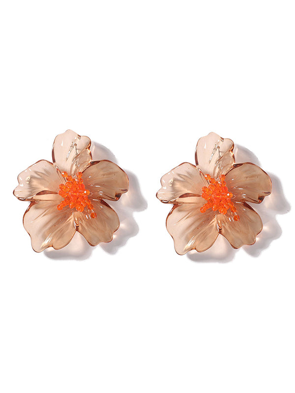 Flower Shape Slightly Sheer Earrings Accessories
