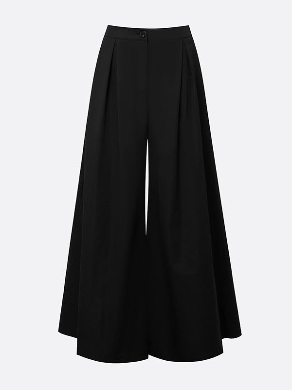 High Waisted Loose Solid Color Split-Joint Pants Trousers