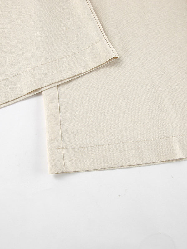 Solid Color Sleeveless Asymmetric Split-Joint V-Neck Vest Tops + Straight Leg Pants Suits Two Pieces Set