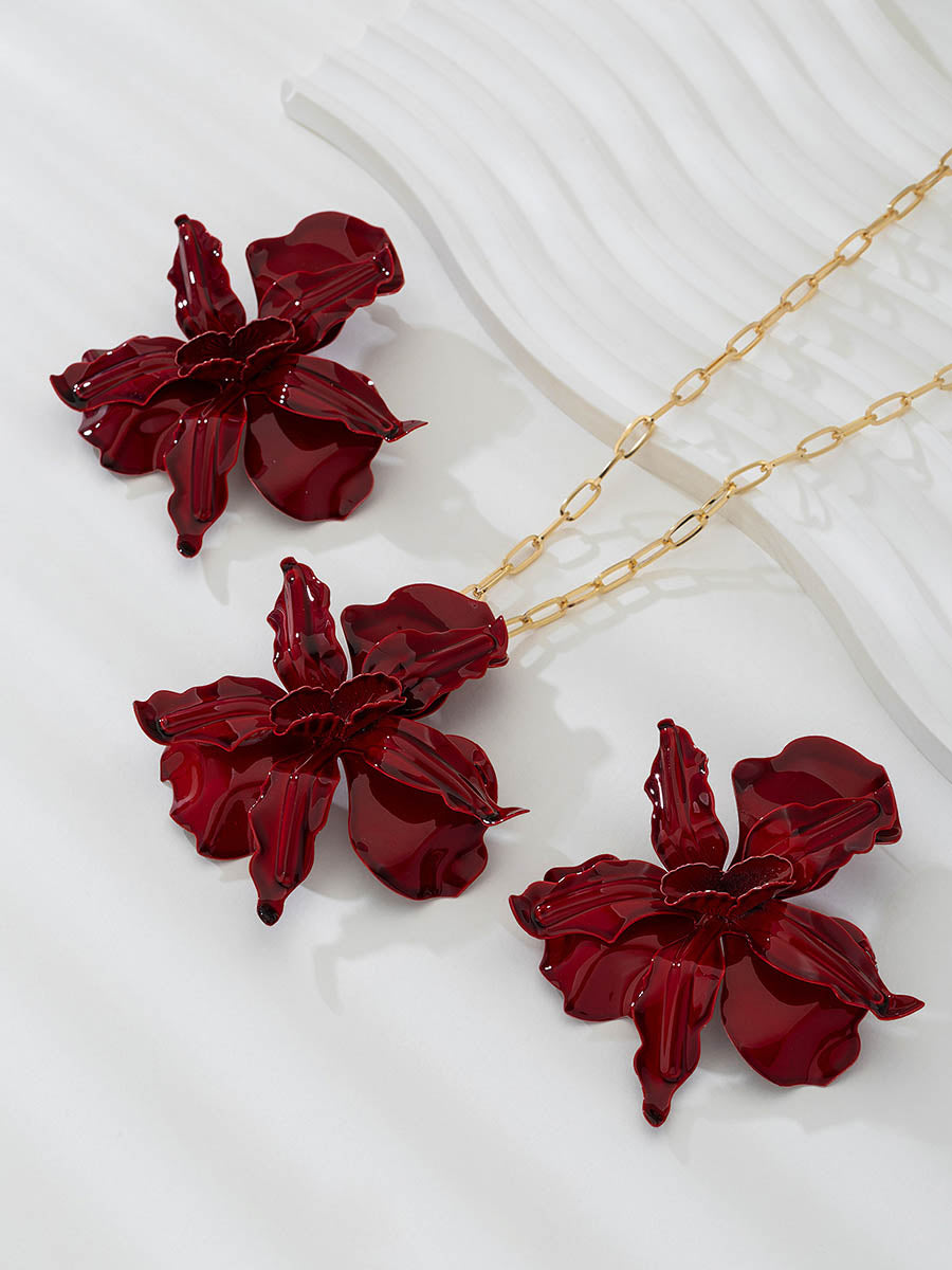 Flower Shape Earrings Accessories  + Necklaces Accessories