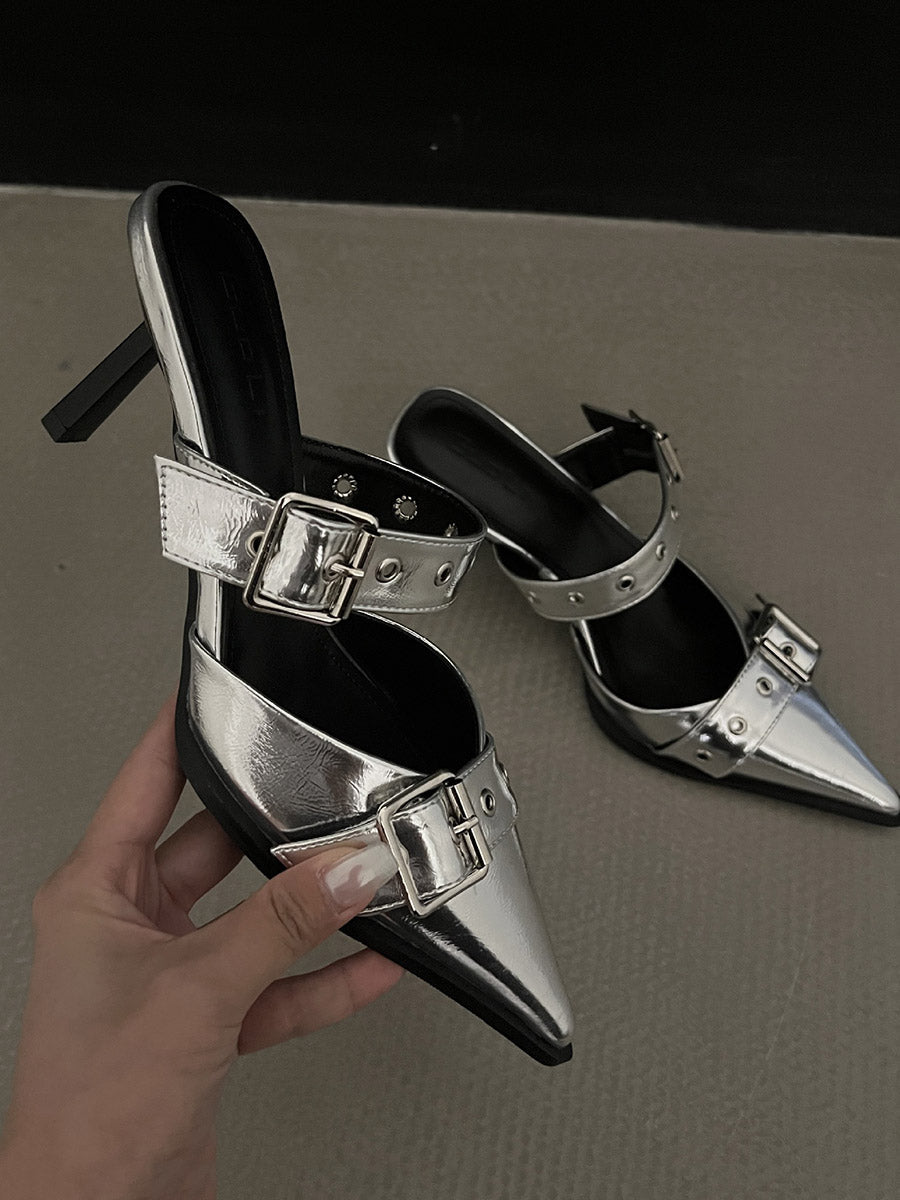 Buckle Pointed-Toe Pumps