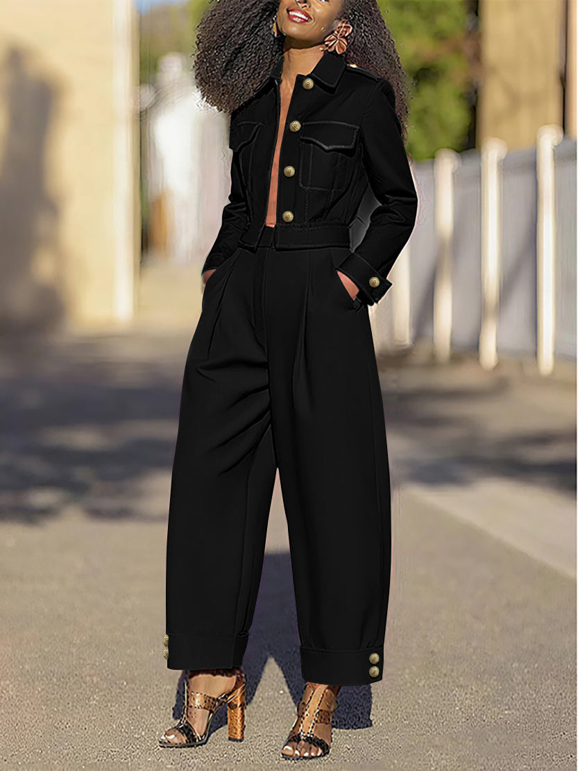 Long Sleeves Split-Joint Lapel Jackets&Coats Outerwear