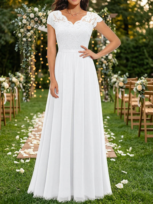 A-Line High Waisted Pleated See-Through Solid Color Split-Joint V-Neck Maxi Dresses