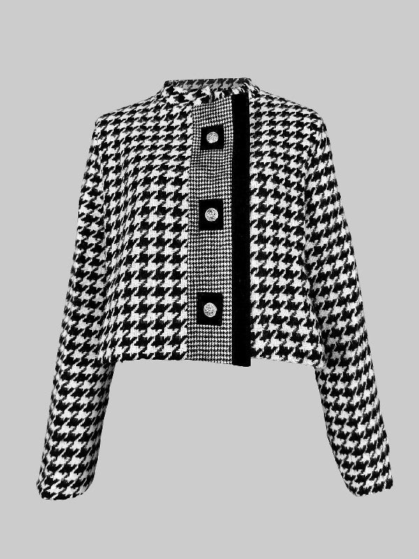 Long Sleeves Loose Printed Stand Collar Jackets Outerwear