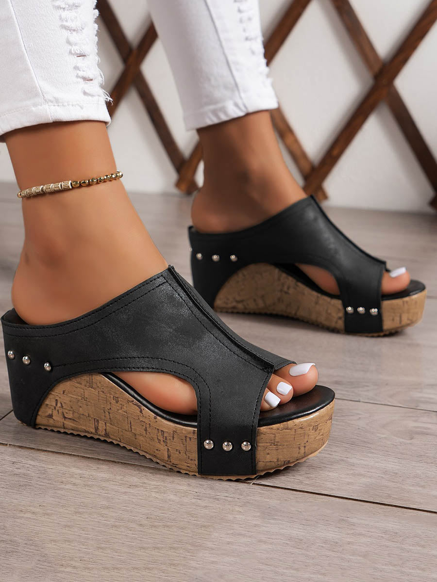 Hollow Peep Toe Slippers