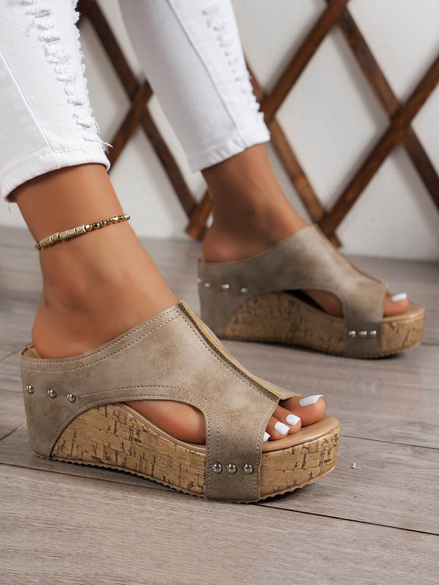 Hollow Peep Toe Slippers
