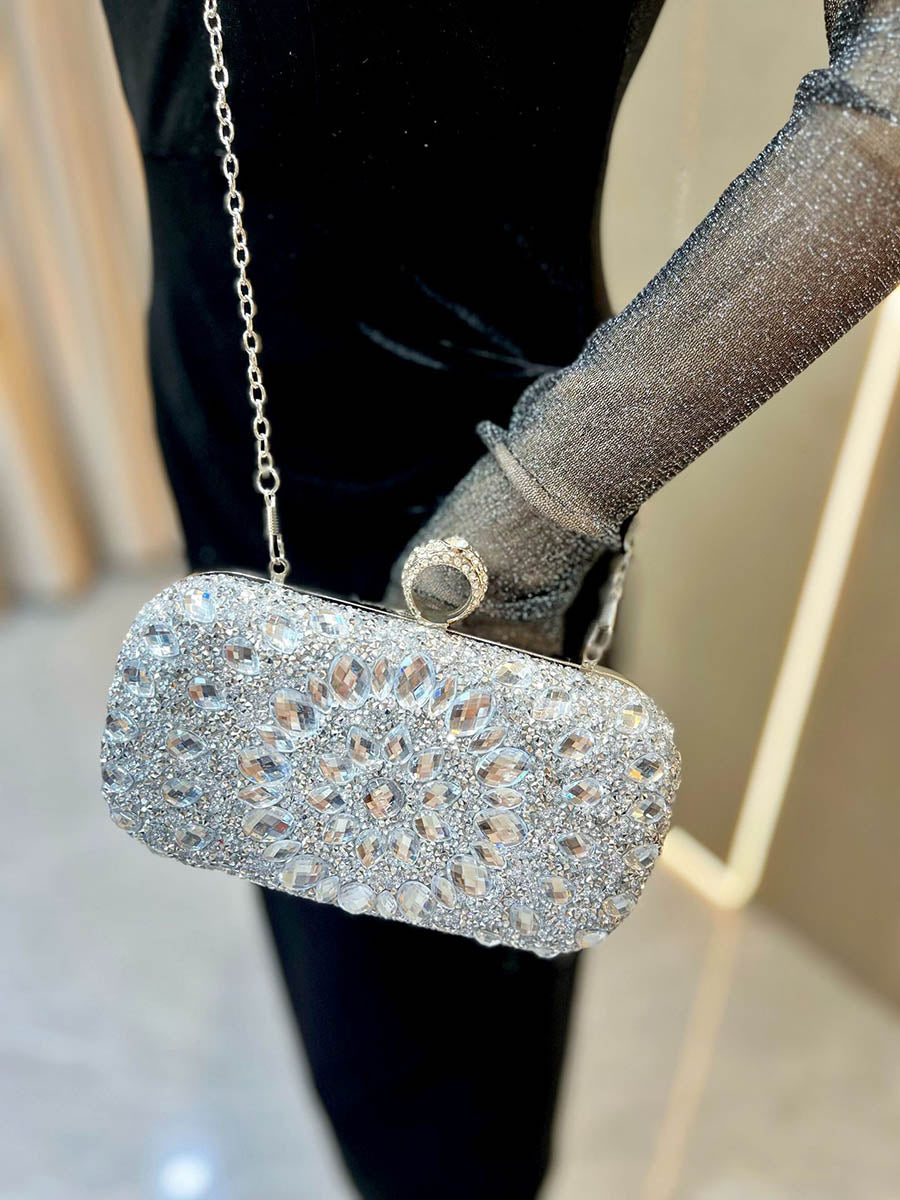 Chains Geometric Lock Rhinestone Shiny Crossbody Bags Evening Bags & Clutches