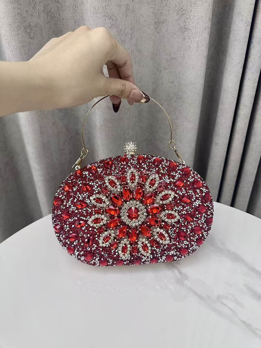 Geometric Rhine Stones Shiny Evening Bags & Clutches