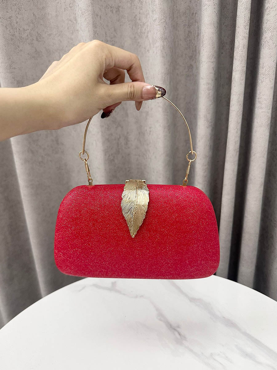 Chains Leaves Shape Lock Pleated Crossbody Bags Evening Bags & Clutches