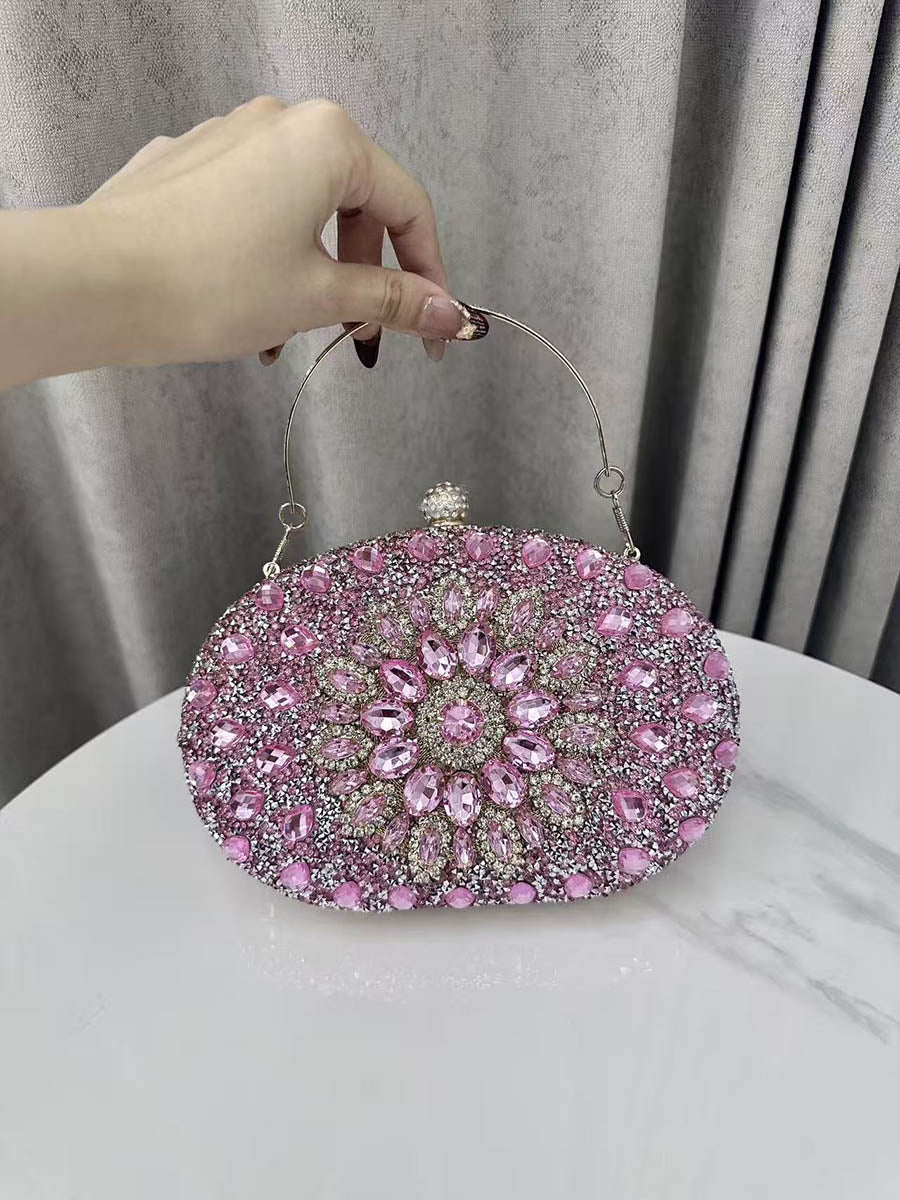 Geometric Rhine Stones Shiny Evening Bags & Clutches