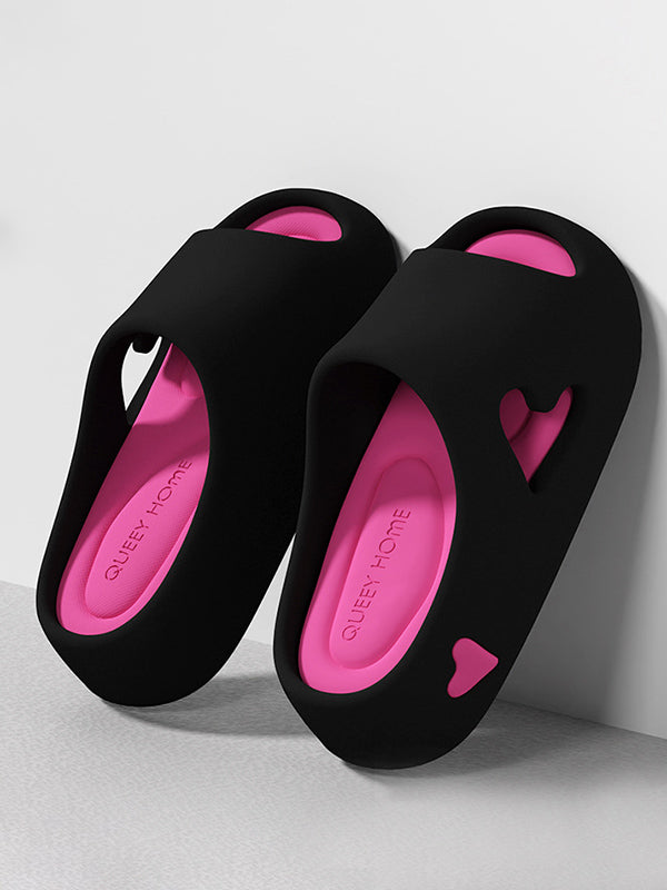 Contrast Color Hollow Open Toe Platform Shoes Slippers