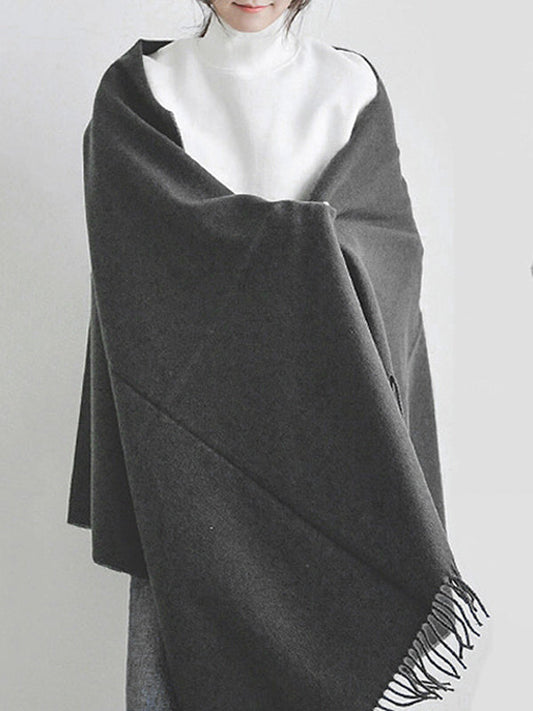 Keep Warm Solid Color Tasseled Shawl&Scarf