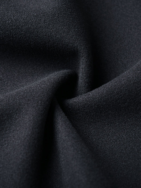 Long Sleeves Loose Buttoned Contrast Color Pockets Stand Collar Woolen Coat