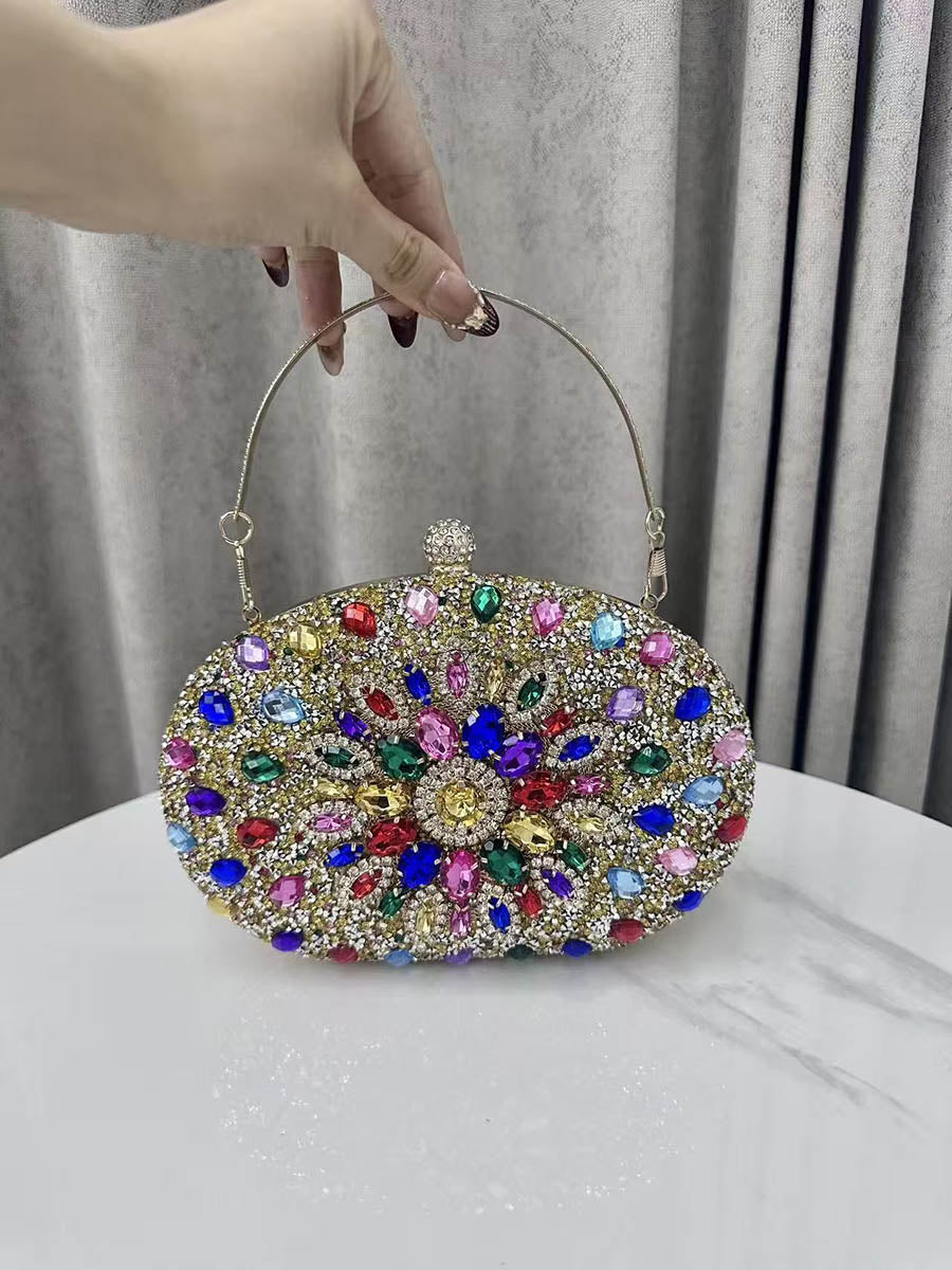 Geometric Rhine Stones Shiny Evening Bags & Clutches