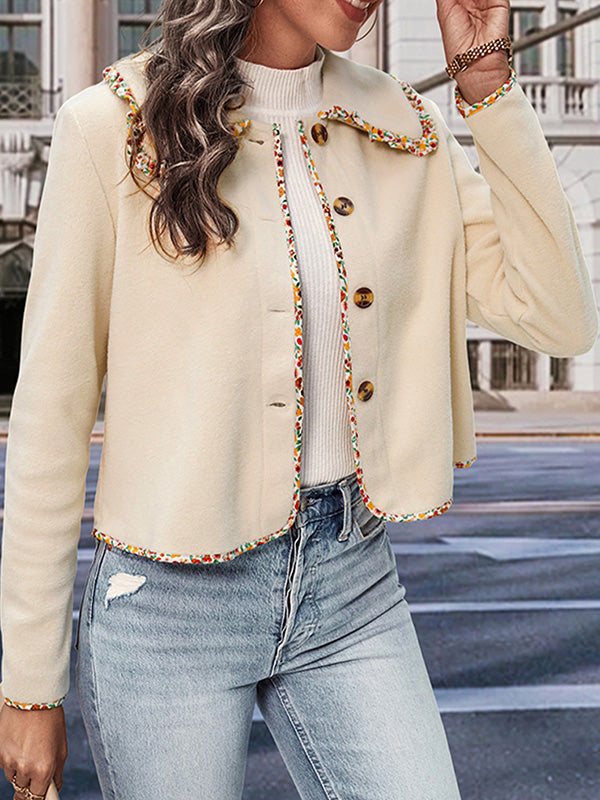 Long Sleeves Loose Buttoned Split-Joint Lapel Outerwear