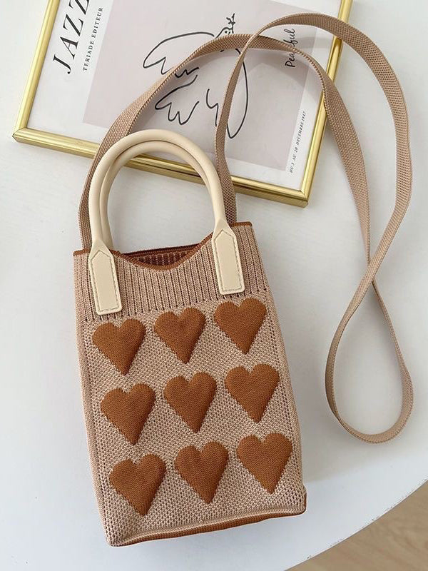 Heart Print Split-Joint Bags Crossbody Bags Handbags
