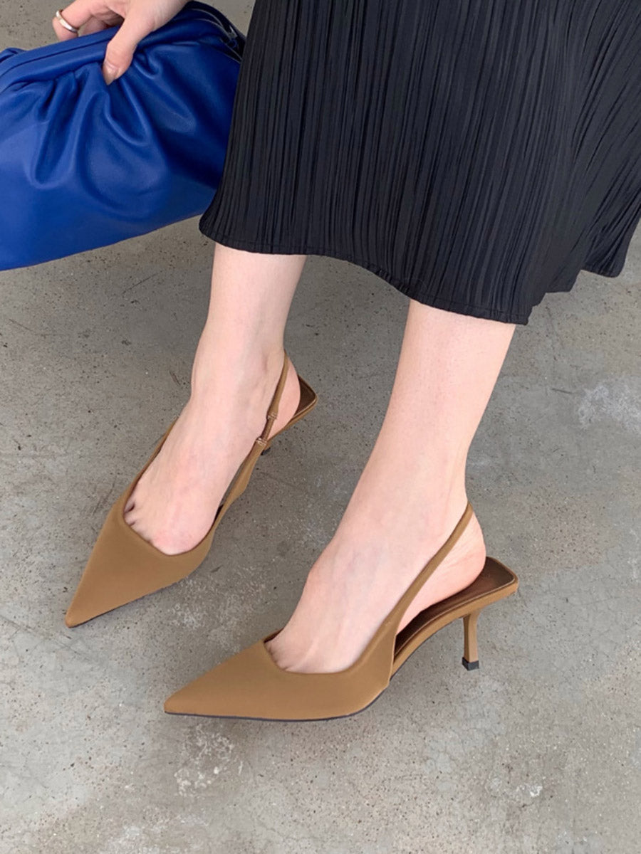 Pointed-Toe Solid Color Pumps
