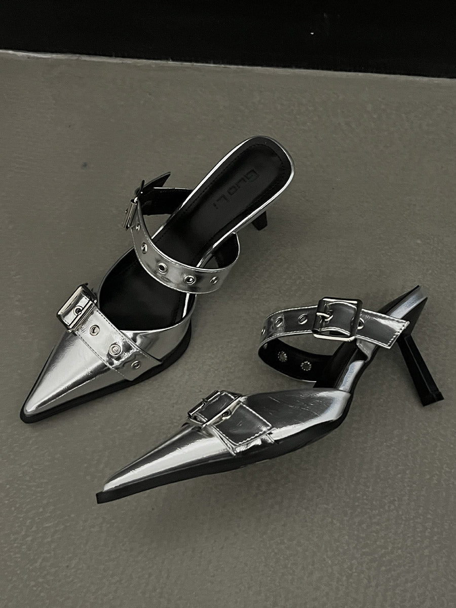 Buckle Pointed-Toe Pumps
