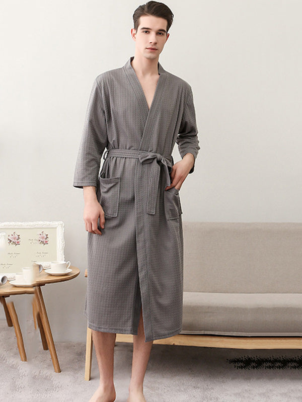 Comfortable Solid Bandage Thin Pajama Robe
