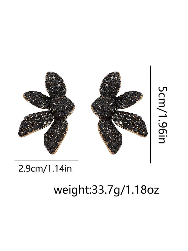 Flower Shape Geometric Rhinestone Shiny Earrings Accessories