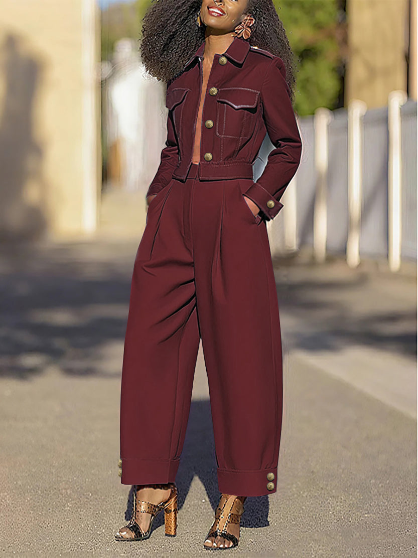 Long Sleeves Split-Joint Lapel Jackets&Coats Outerwear
