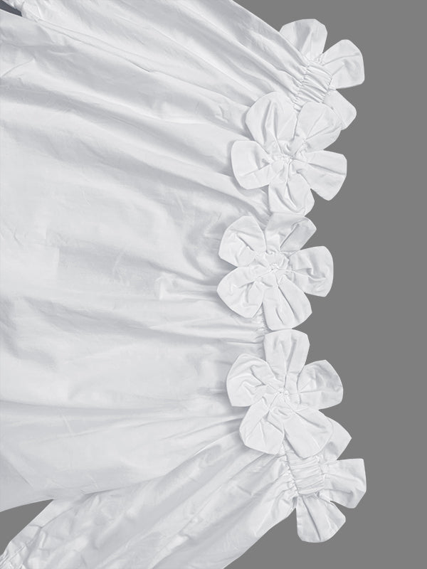 Loose Applique Solid Color Three-Dimensional Flower Off-the-shoulder Blouses&shirts Tops