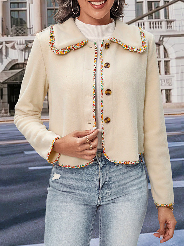 Long Sleeves Loose Buttoned Split-Joint Lapel Outerwear