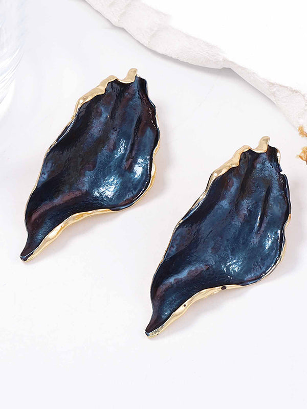Irregularity Leaves Print Pleated Earrings Accessories