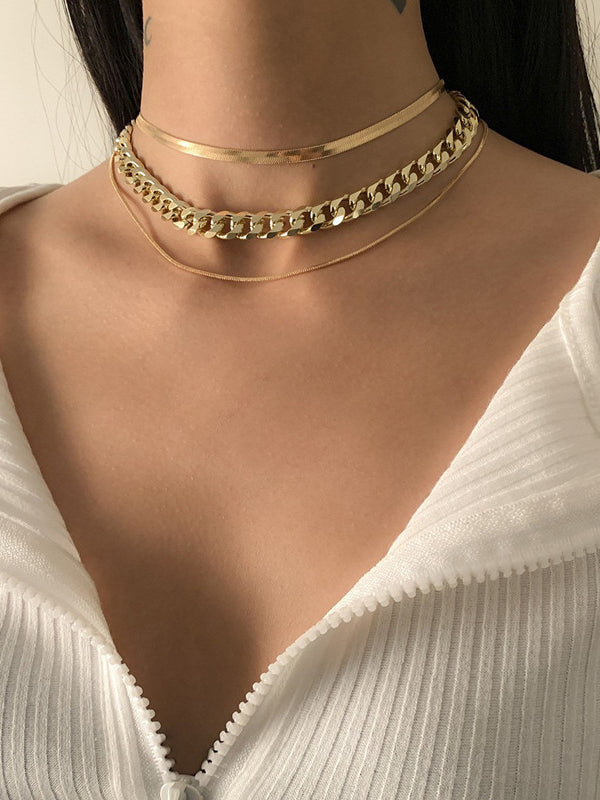 Chains Hollow Solid Color Dainty Necklace Necklaces Accessories