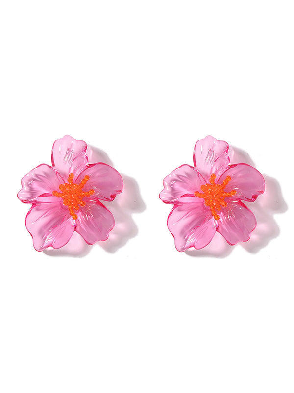 Flower Shape Slightly Sheer Earrings Accessories
