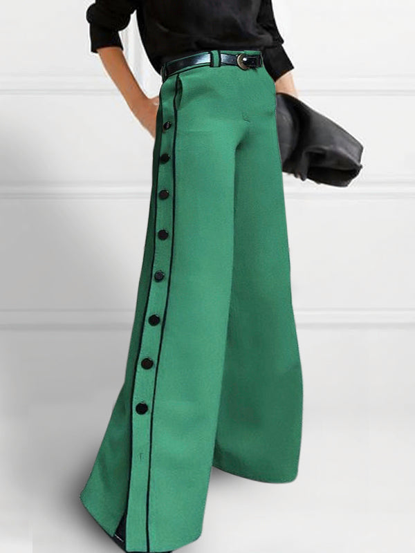 H-line Wide Leg Solid Color Pants
