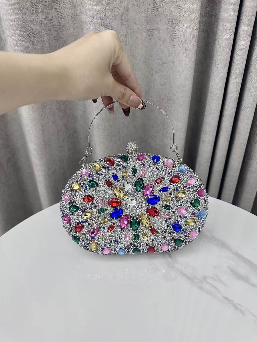Geometric Rhine Stones Shiny Evening Bags & Clutches