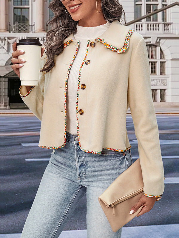 Long Sleeves Loose Buttoned Split-Joint Lapel Outerwear