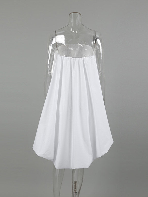 High-Low Sleeveless Elasticity Pleated Solid Color Split-Joint Tube Blouses&Shirts Tops