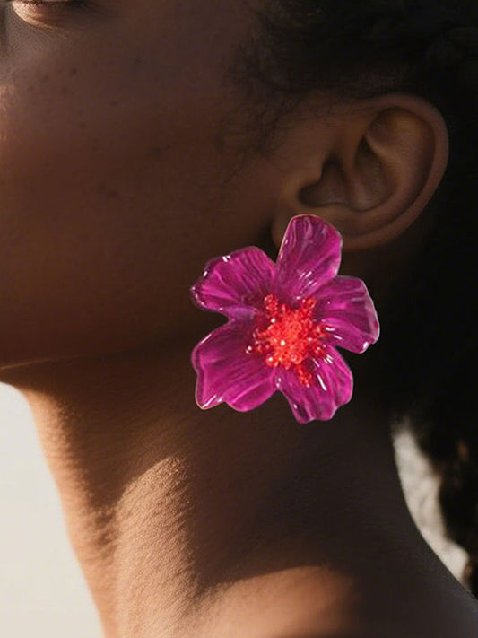 Flower Shape Slightly Sheer Earrings Accessories