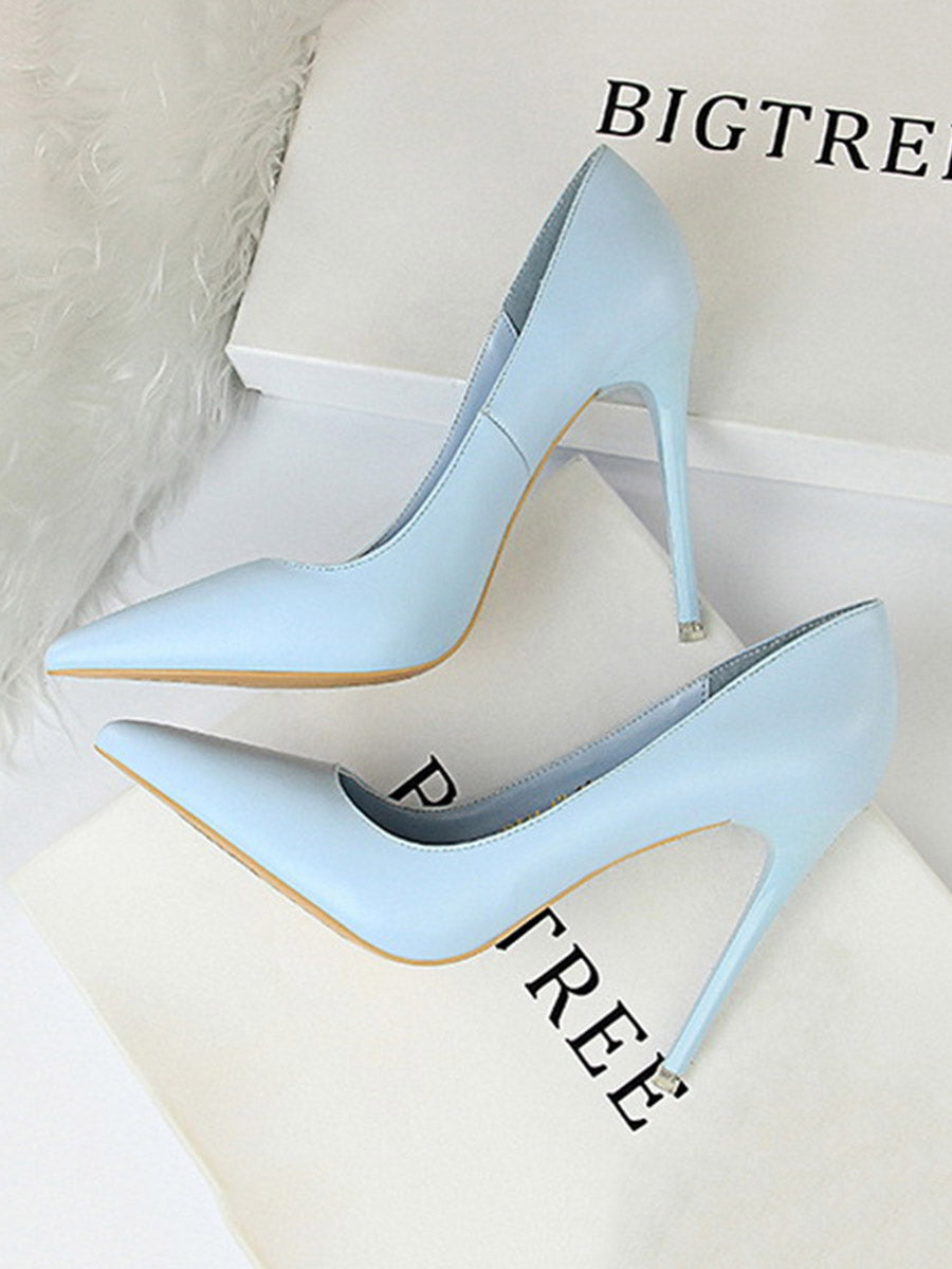 Pointed-Toe Solid Color Pumps