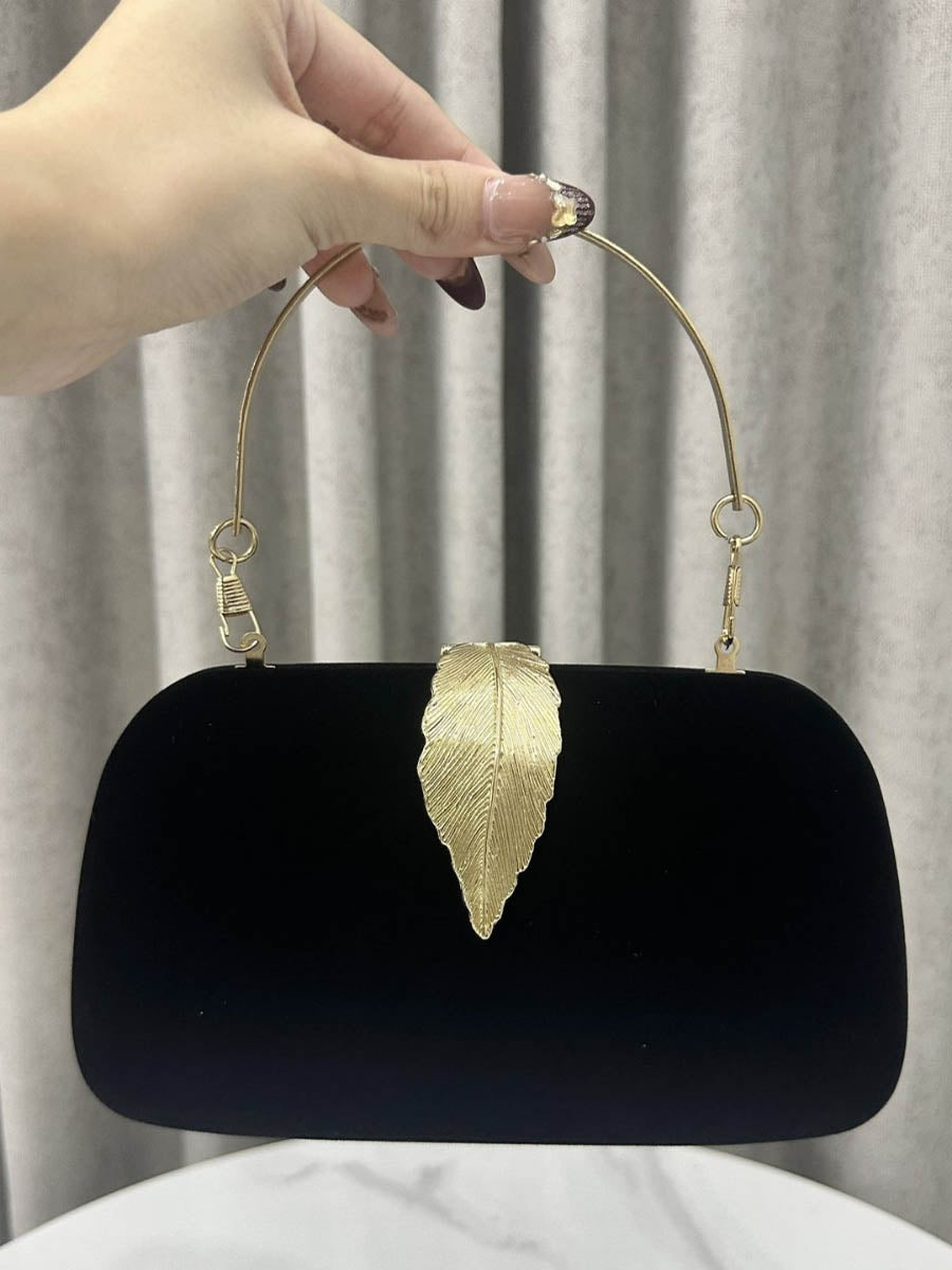 Chains Leaves Shape Lock Pleated Crossbody Bags Evening Bags & Clutches
