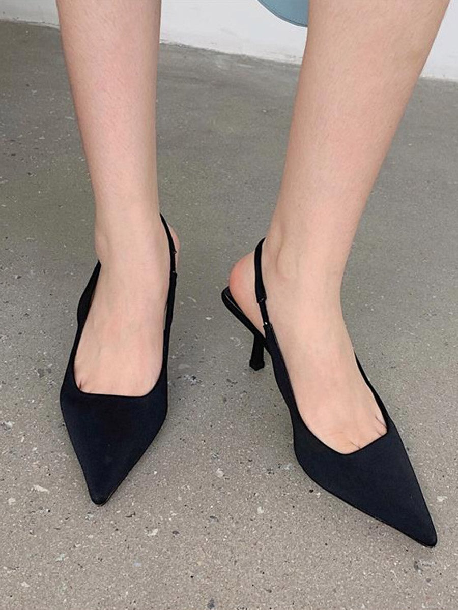 Pointed-Toe Solid Color Pumps