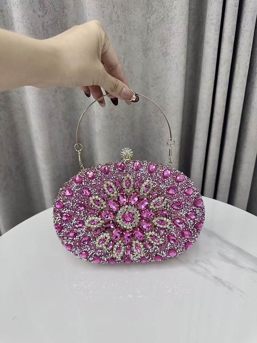 Geometric Rhine Stones Shiny Evening Bags & Clutches