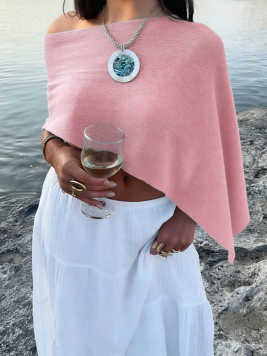 Irregularity Loose See-Through Solid Color One-Shoulder Cape