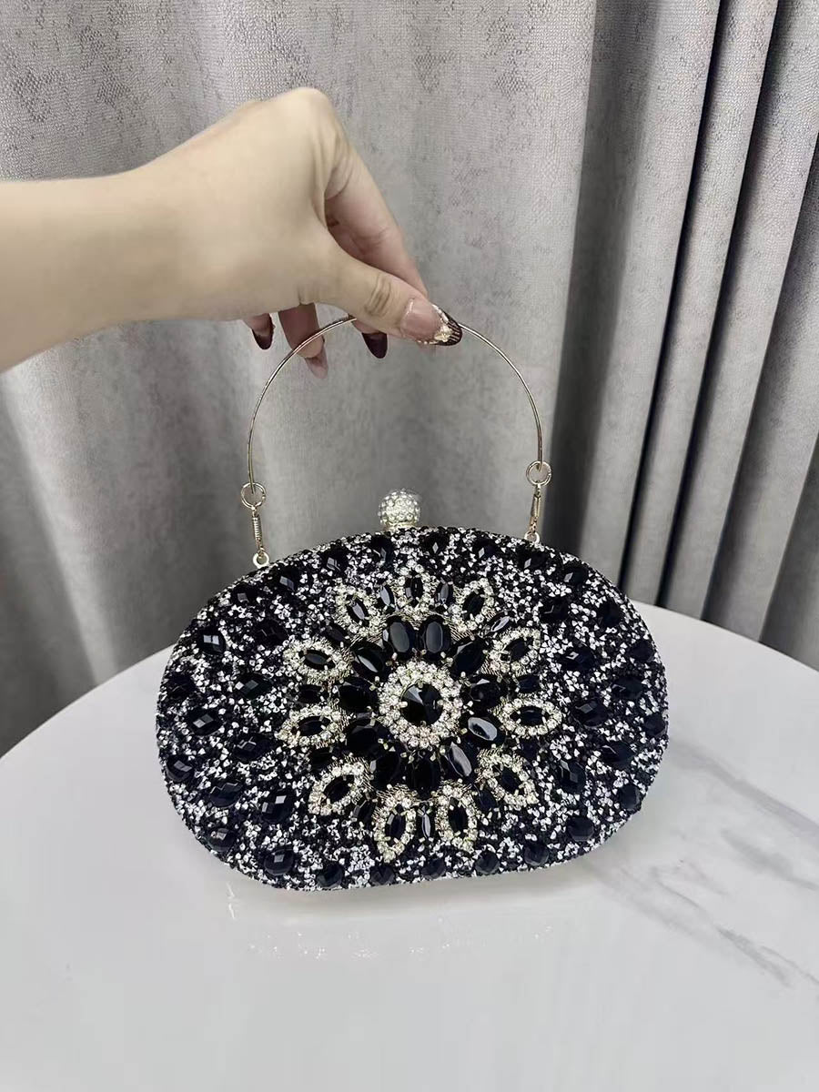 Geometric Rhine Stones Shiny Evening Bags & Clutches