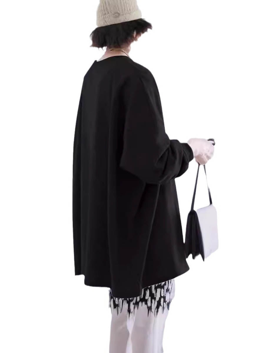 Long Sleeves Loose Solid Color Sweatshirt Tops