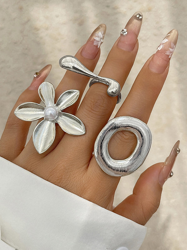 Geometric Shiny Solid Color Rings Accessories