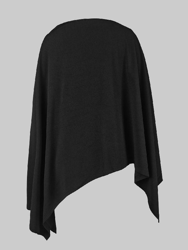 Batwing Sleeves Loose Asymmetric Solid Color One-Shoulder Blouses&Shirts Tops