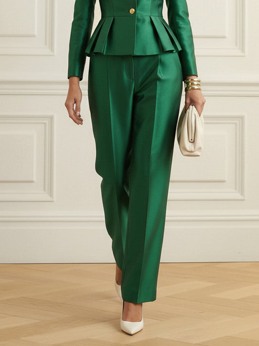 Column Skinny Pockets Solid Color Blazer Pants